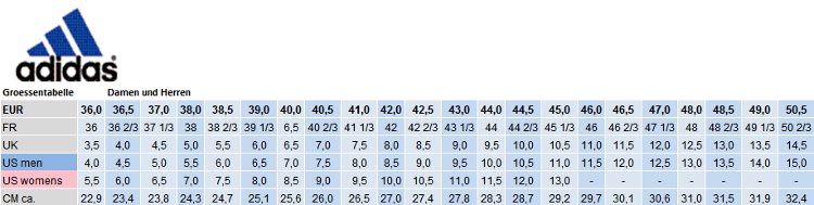 consensus fontein Vast en zeker Adidas Groessentabelle | Schuhzentrum.de | schuhe524 GmbH